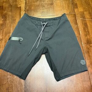 Laird Board Shorts Mens 32 Grey Ripstop Waterproof Pocket Lace Up Swim 10"